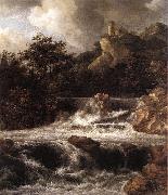 RUISDAEL, Jacob Isaackszon van Waterfall with Castle Built on the Rock af oil painting